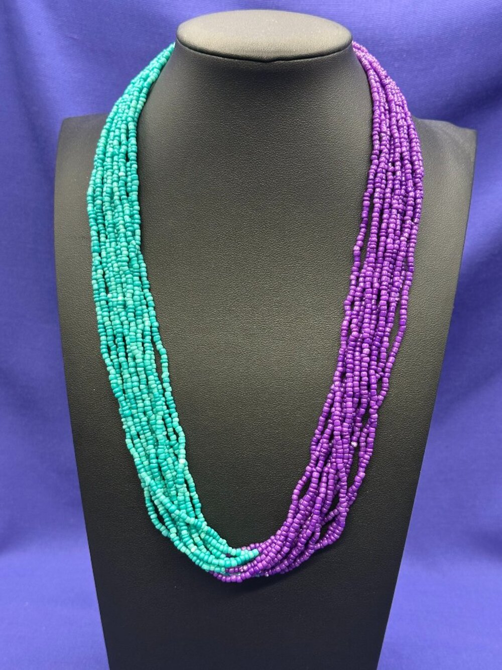 Teny Yue Purple/Blue Multi-Strand Seed Bead Necklace